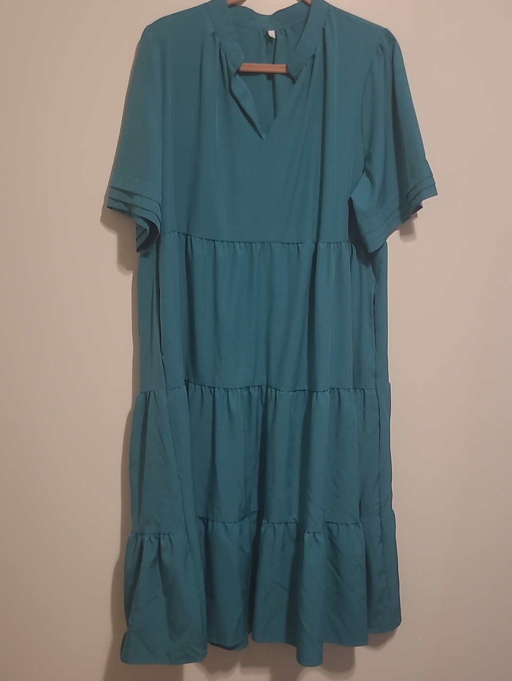SHEIN Teal Tiered V-Neck Maxi Dress